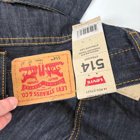 NWT Levis 514 Boys Size 14 Regular Stretch Dark Wash Jeans Straight Fit - Picture 5 of 5